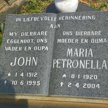 MARIJNEN John 1912-1995 &amp; Maria Petronella 1920-2004