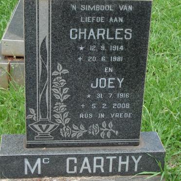 McCARTHY Charles 1914-1981 &amp; Joey 1916-2008