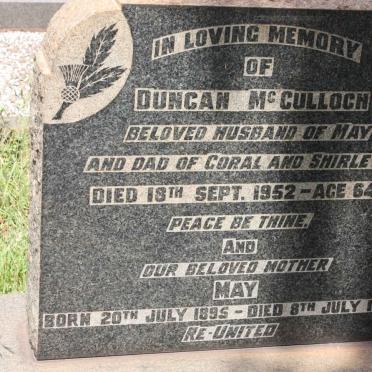 McCULLOCH Duncan -1952 &amp; May 1895-1974