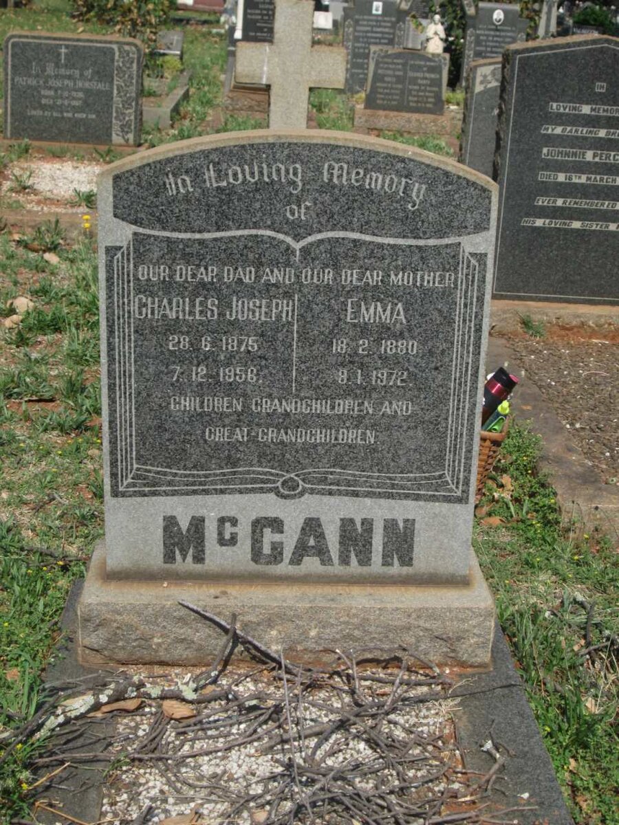 McCANN Charles Joseph 1875-1956 &amp; Emma 1880-1972