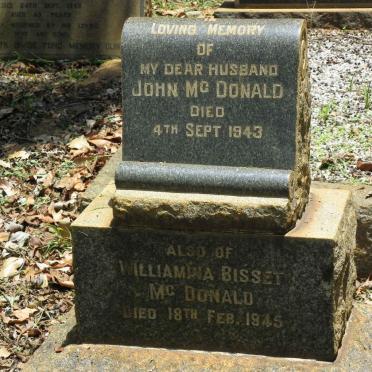 McDONALD John -1943 &amp; Williamina Bisset -1945