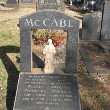 McCABE Dominic Patrick 1885-1961 &amp; Maud Francis 1888-1958