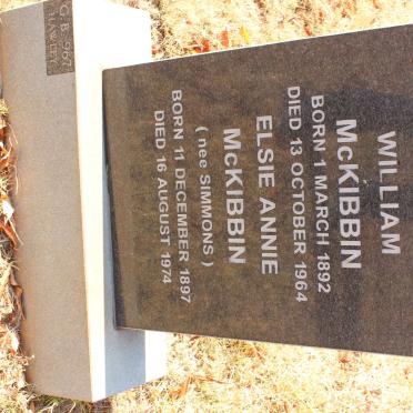 McKIBBIN William 1892-1964 &amp; Elsie Annie SIMMONS 1897-1974