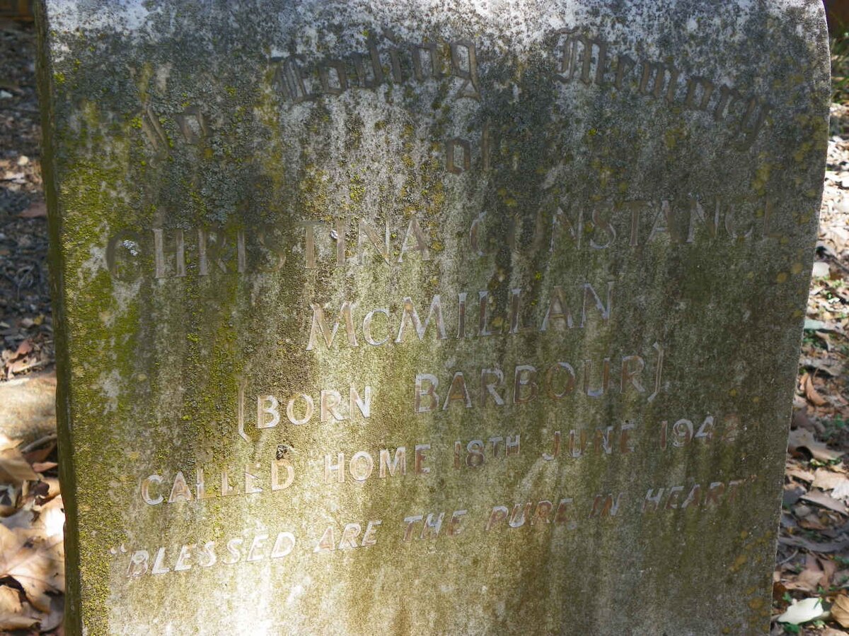 McMILLAN Christina Constance nee BARBOUR -1942