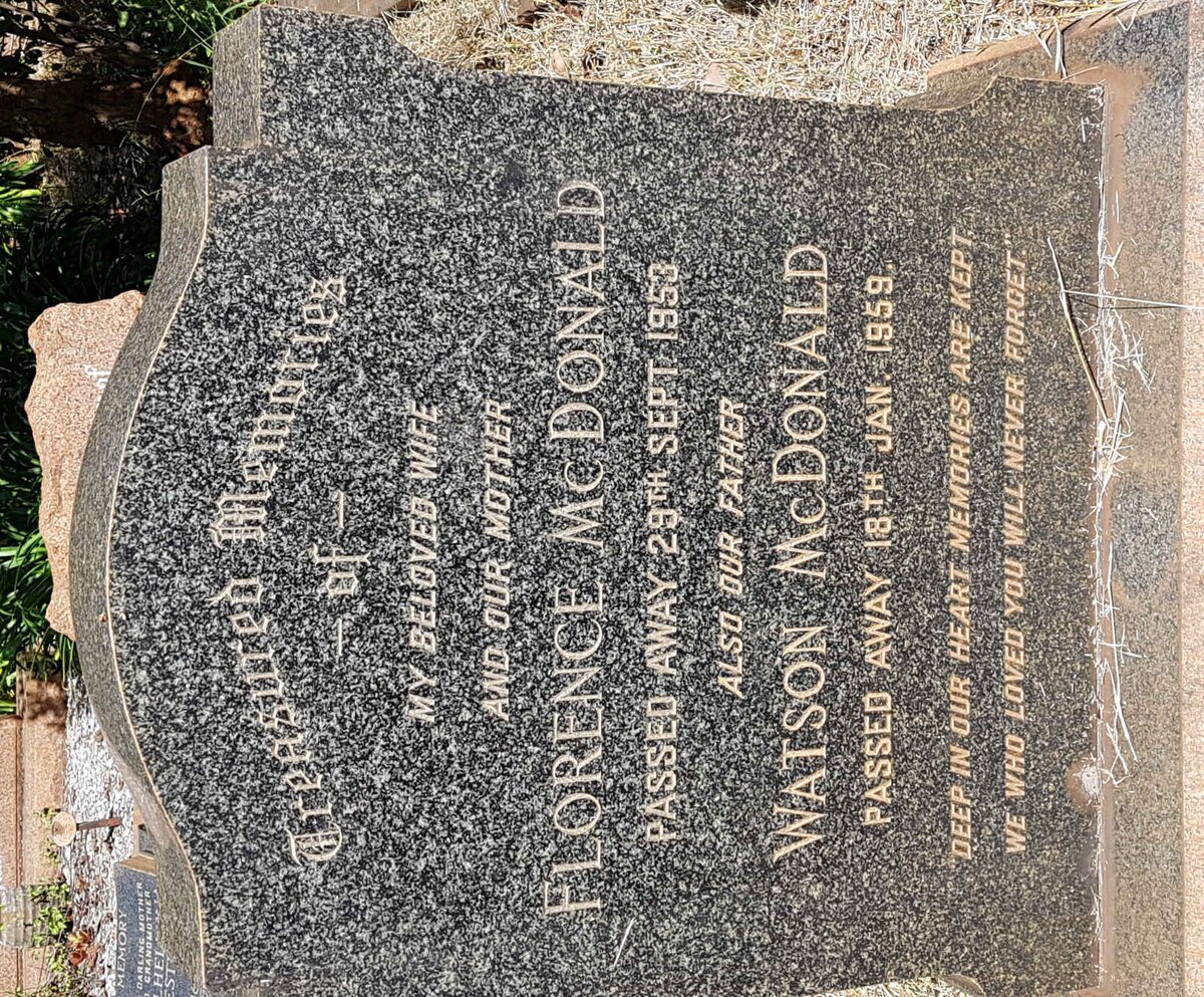 McDONALD Watson -1959 &amp; Florence -1953