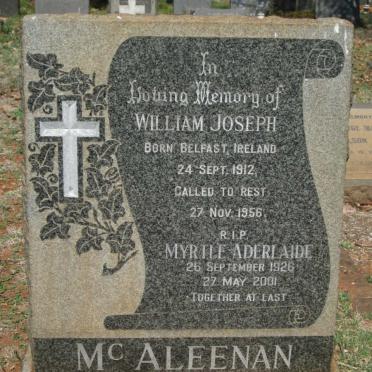 McALEENAN William Joseph 1912-1956 &amp; Myrtle Aderlaide 1926-2001