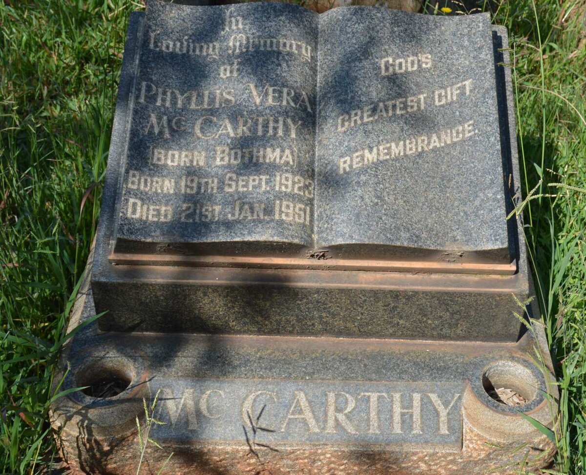 McCARTHY Phyllis Vera nee BOTHMA 1923-1951