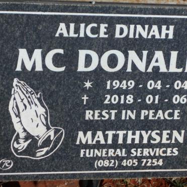McDONALD Alice Dinah 1949-2018