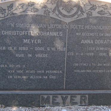 MEYER Christoffel Johannes 1883-1962 &amp; Anna Dorathea DEMPSEY 1888-1952