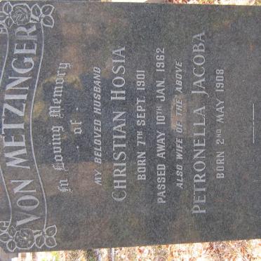 METZINGER Christian Hosia, von 1901-1962 &amp; Petronella Jacoba 1908-