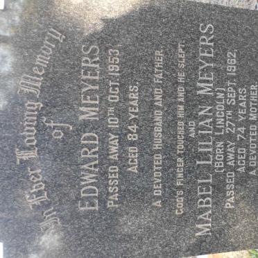 MEYERS Edward -1953 &amp; Mabel Lilian LINCOLN -1962