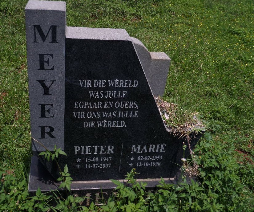 MEYER Pieter 1947-2007 &amp; Marié 1953-1990