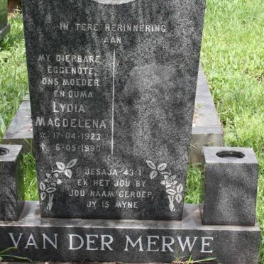 MERWE Lydia Magdelena, van der 1923-1990