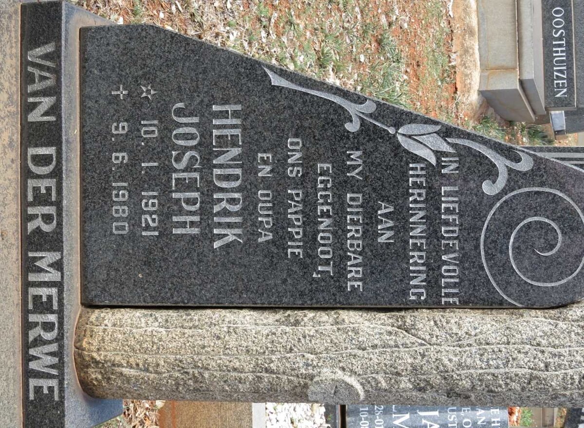 MERWE Hendrik Joseph, van der 1921-1980
