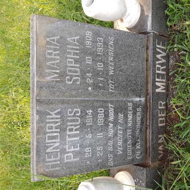 MERWE Hendrik Petrus, van der 1914-1980 &amp; Maria Sophia 1909-1993