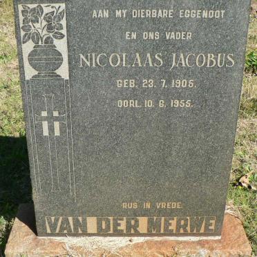 MERWE Nicolaas Jacobus, van der 1905-1955