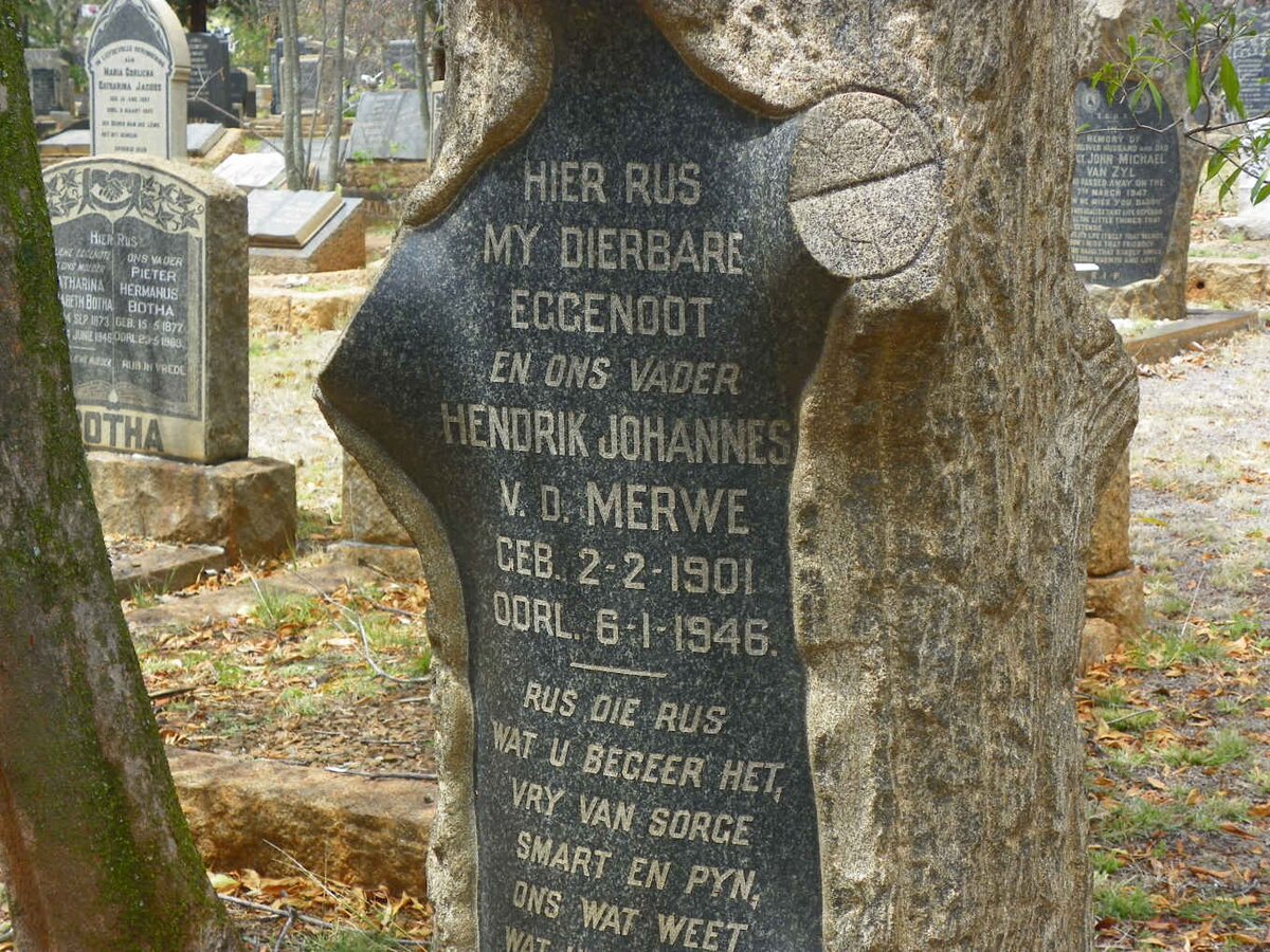 MERWE Hendrik Johannes, v.d. 1901-1946
