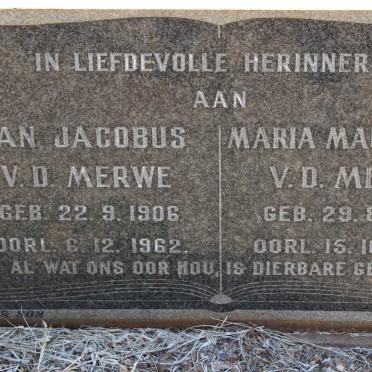 MERWE Jan Jacobus, v.d. 1906-1962 &amp; Maria Magdalena 1907-1966