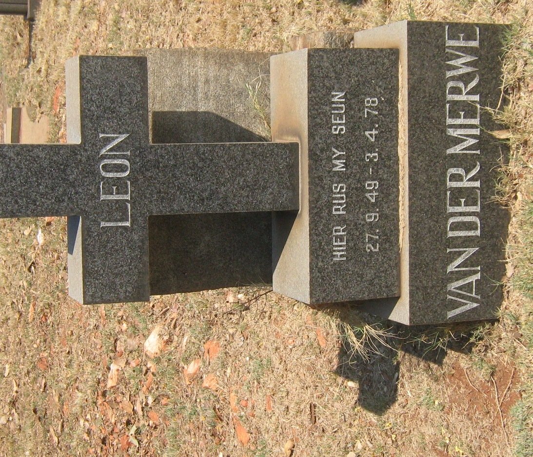 MERWE Leon, van der 1949-1978