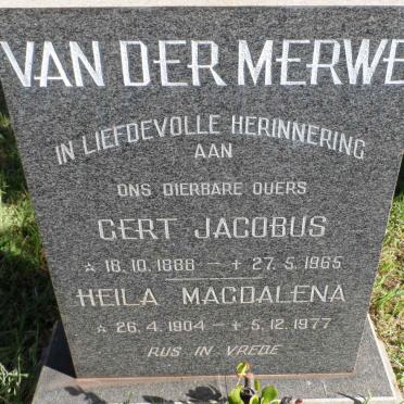 MERWE Gert Jacobus, van der 1888-1965 &amp; Heila Magdalena 1904-1977