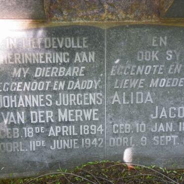 MERWE Johannes Jurgens, van der 1894-1942 &amp; Alida Jacoba 1896-1947