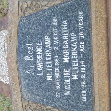 METELERKAMP Lawrence 1890-1961 &amp; Nicoline Margaritha -1974