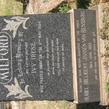 MILFORD Ivy Irene -1954 :: JANSEN VAN RENSBURG Muriel Millicent -1969