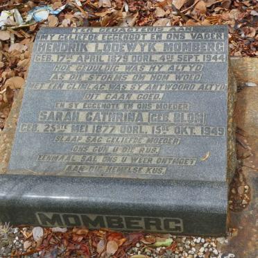 MOMBERG Hendrik Lodewyk 1879-1944 &amp; Sarah Cathrina BLOM 1877-1949