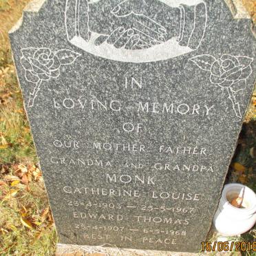 MONK Edward Thomas 1907-1968 &amp; Catherine Louise 1903-1967