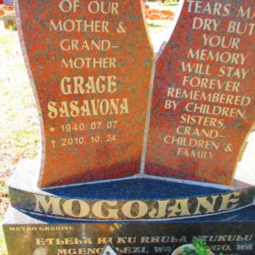 MOGOJANE Grace Sasavona 1940-2010