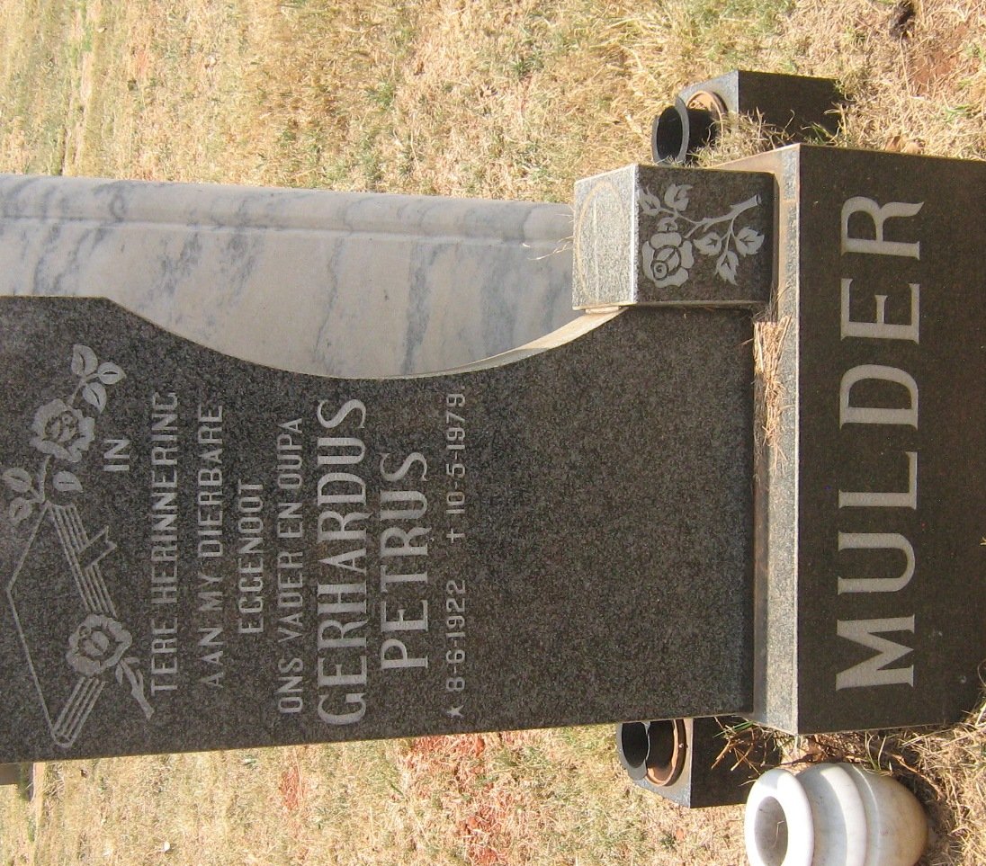 MULDER Gerhardus Petrus 1922-1979