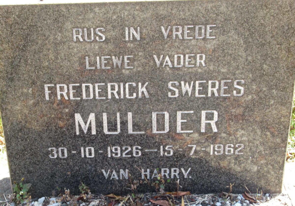 MULDER Frederick Sweres 1926-1962