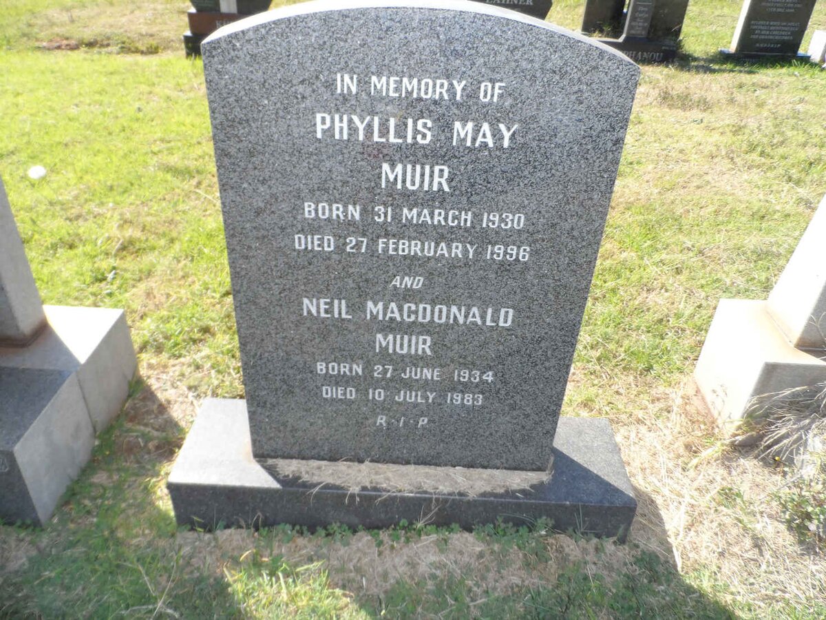 MUIR Neil Macdonald 1934-1983 &amp; Phyllis May 1930-1996