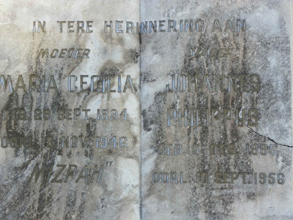 MYBURG Johannes Philippus 1885-1956 &amp; Maria Cecilia 1894-1946