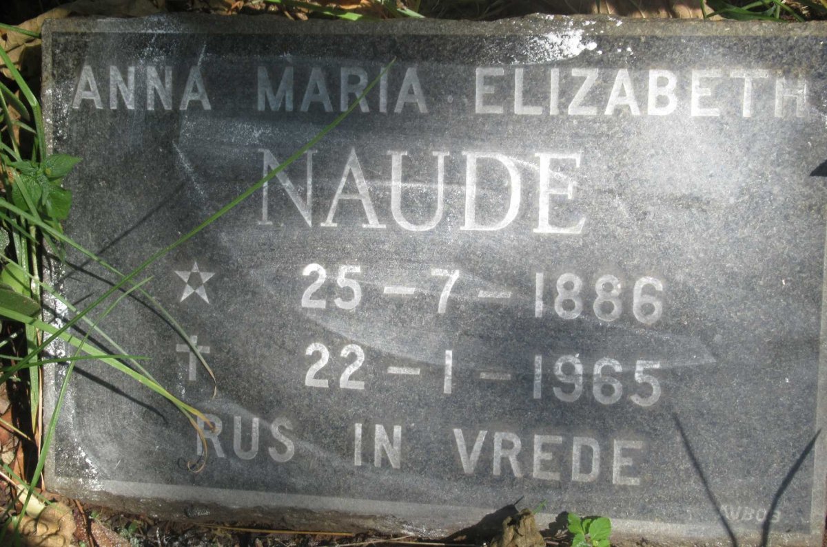 NAUDE Anna Maria Elizabeth 1886-1965