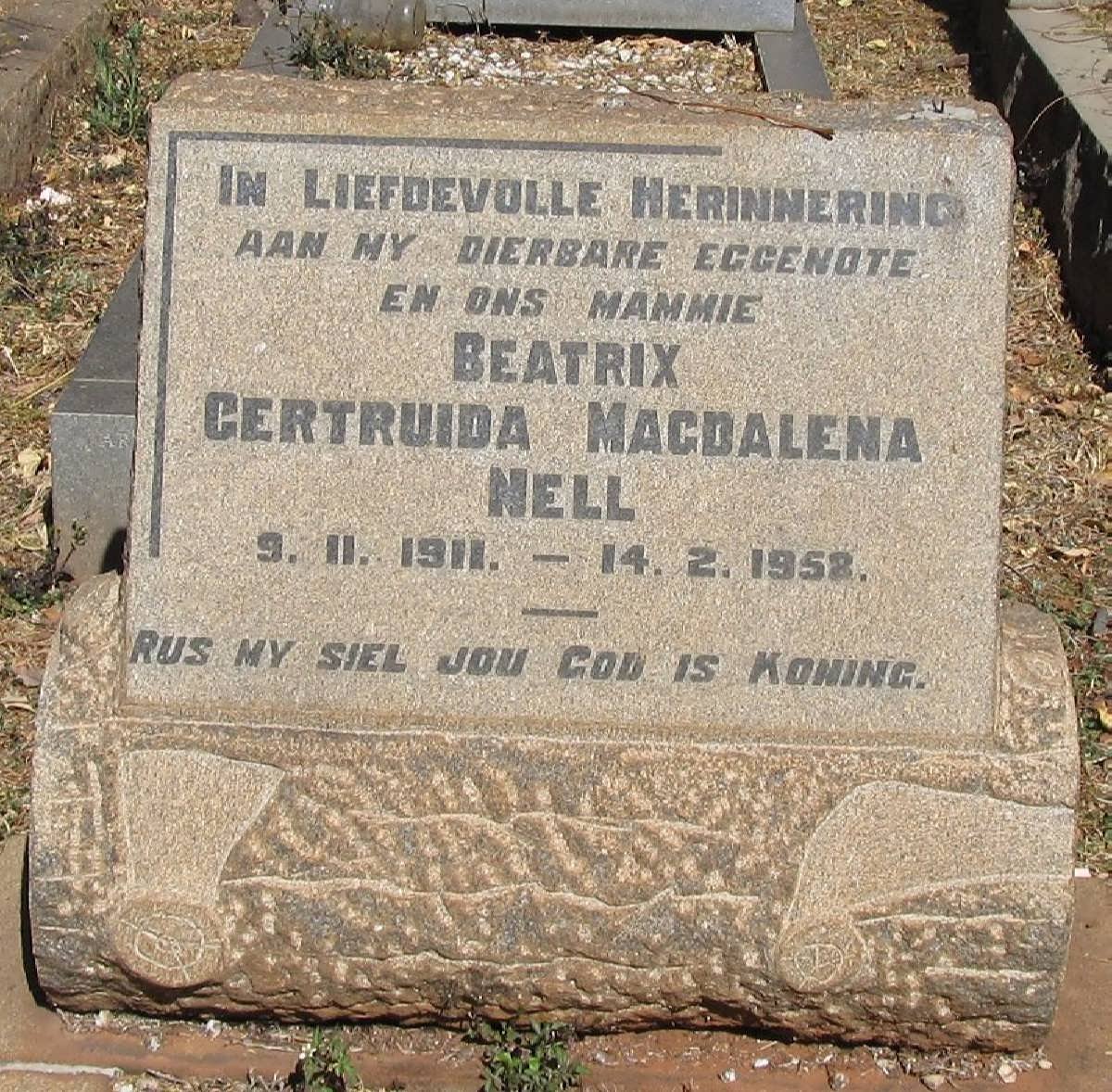 NELL Beatrix Gertruida Magdalena 1911-1958 