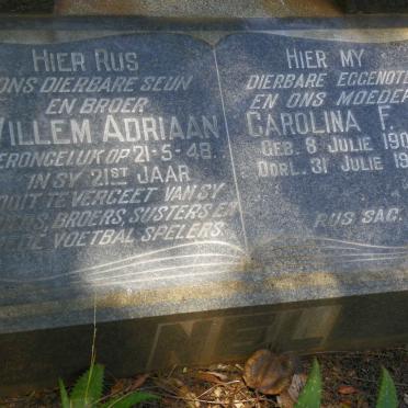 NEL Carolina F.M. 1906-1969 :: NEL Willem Adriaan -1948