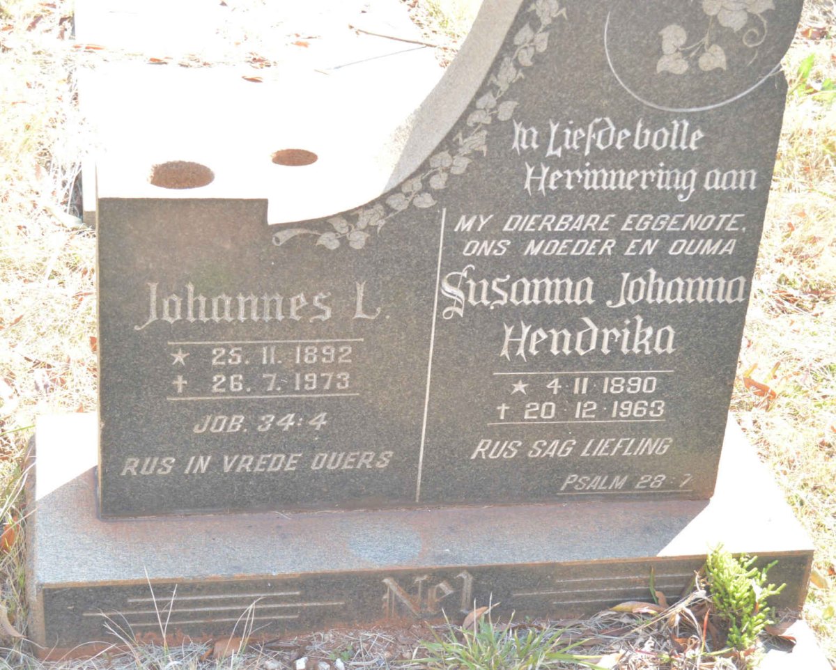 NEL Johannes L. 1892-1973 &amp; Susanna Johanna Hendrika 1890-1963