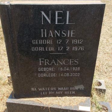 NEL Hansie 1912-1976 &amp; Frances 1928-2002