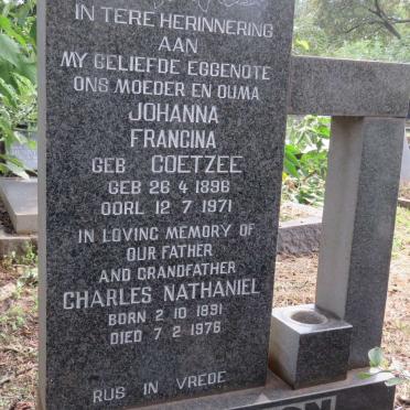 NELSON Charles Nathaniel 1891-1976 &amp; Johanna Francina COETZEE 1898-1971