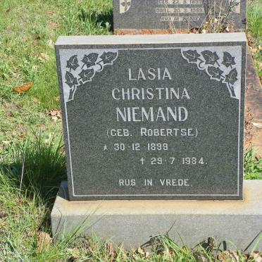 NIEMAND Lasia Christina nee ROBERTSE 1899-1984