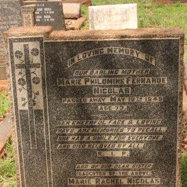 NICOLAS Marie Philomine Fernande -1949 :: NICOLAS Marie Rachel 1900-1967