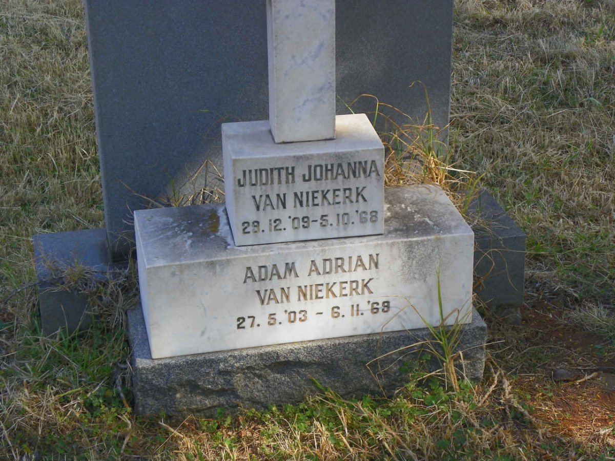 NIEKERK Adam Adrian, van 1903-1969 &amp; Judith Johanna 1909-1968