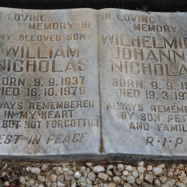 NICHOLAS Wilhelmina Johanna 1910-1980 :: NICHOLAS William 1937-1979