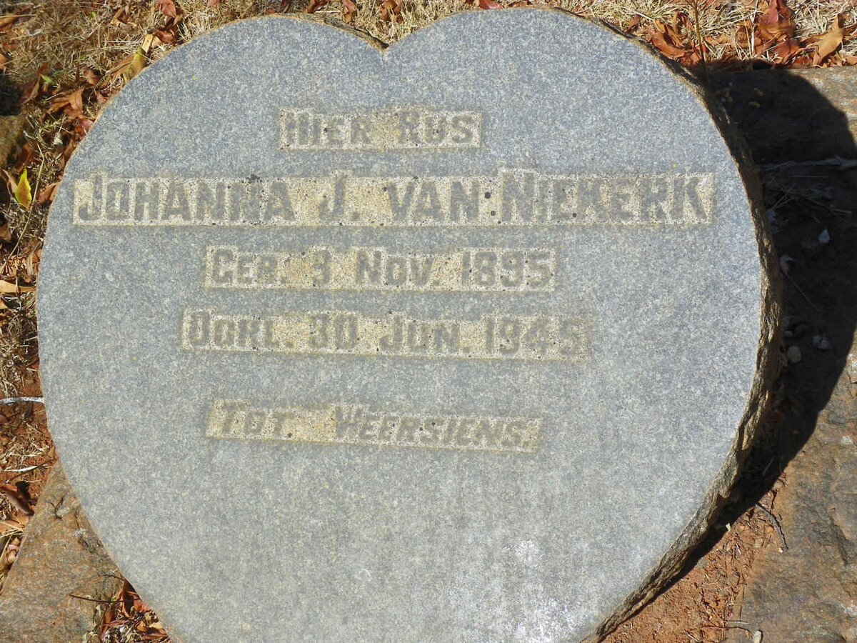 NIEKERK Johanna J., van 1895-1945