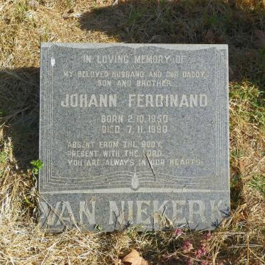 NIEKERK Johann Ferdinand, van 1950-1990