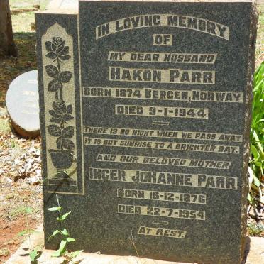 PARR Hakon 1874-1944 &amp; Inger Johanne 1876-1954
