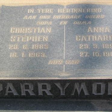 PARRYMORE Christian Stephen 1883-1963 &amp; Anna Catharina 1893-1962
