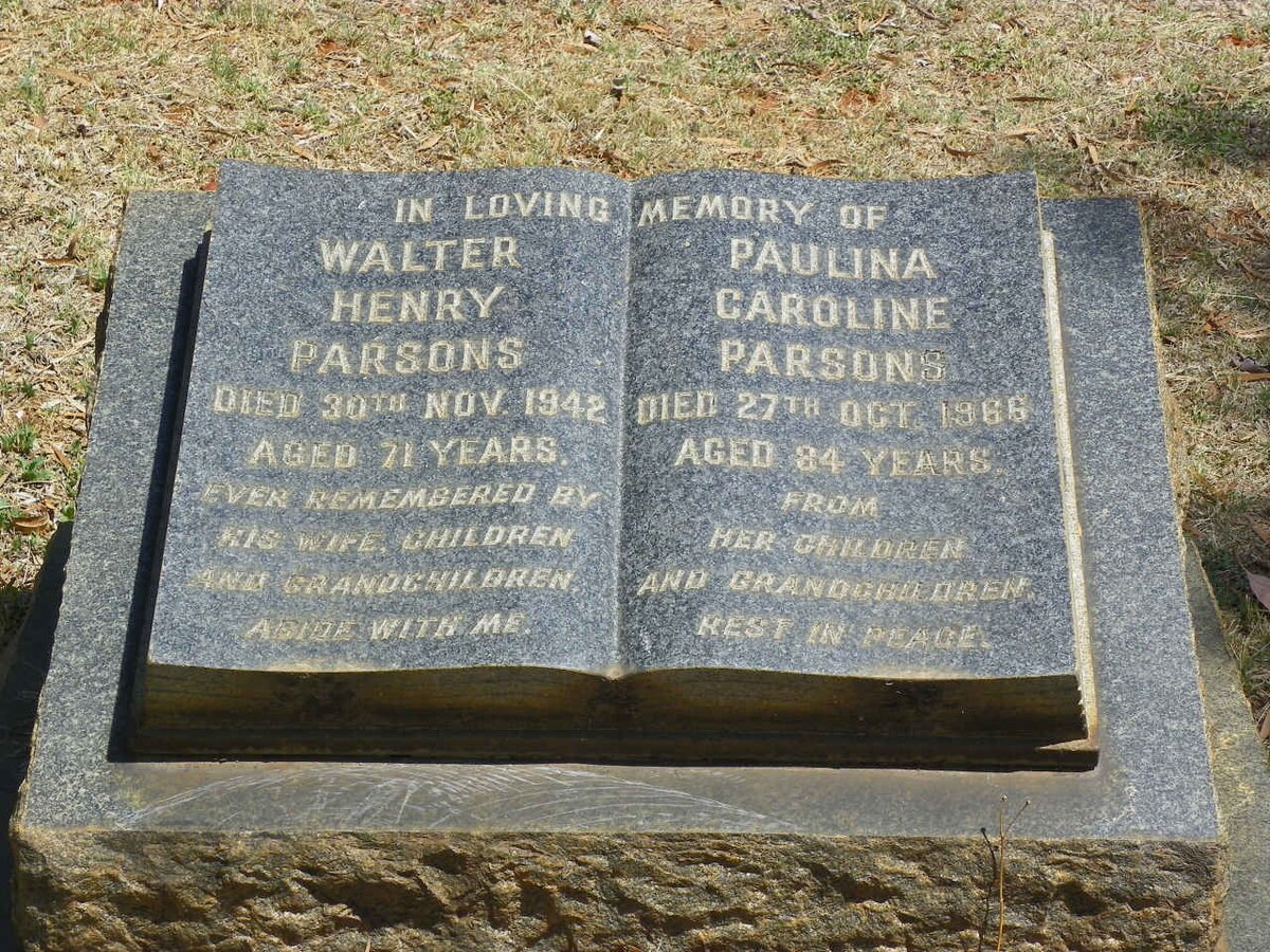 PARSONS Walter Henry -1942 &amp; Paulina Caroline -1966