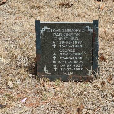 PARKINSON George 1885-1968 &amp; Christine D. 1897-1958 :: PARKINSON Jenny 1921-1987